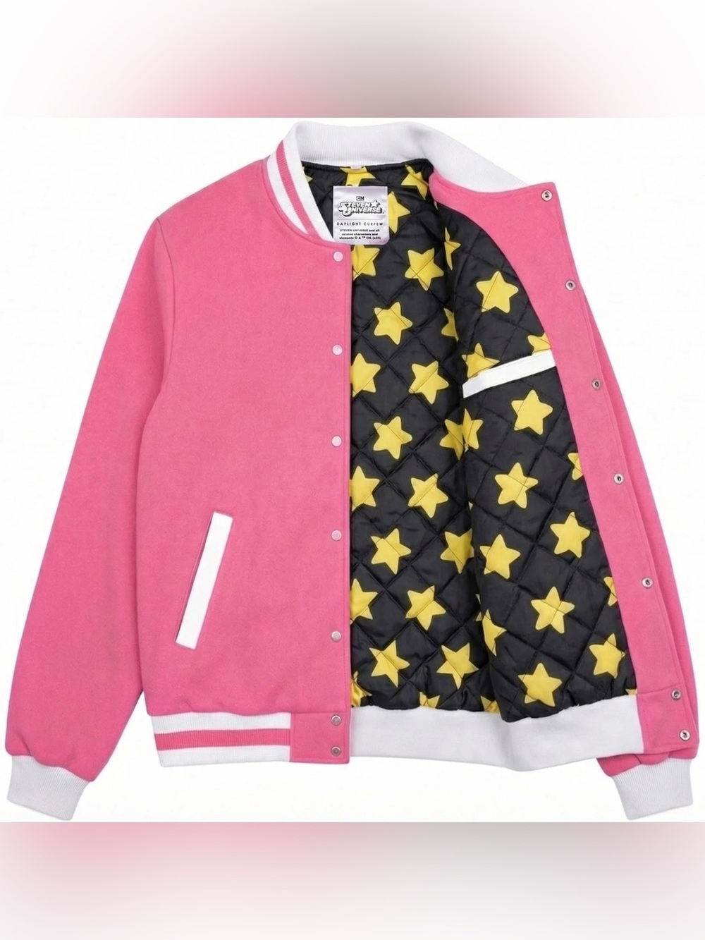XL Steven Universe Organic Pink Varsity Jacket with Star-Print Lining